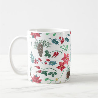 Traditionelle botanische Weihnachten (weiß) Kaffeetasse