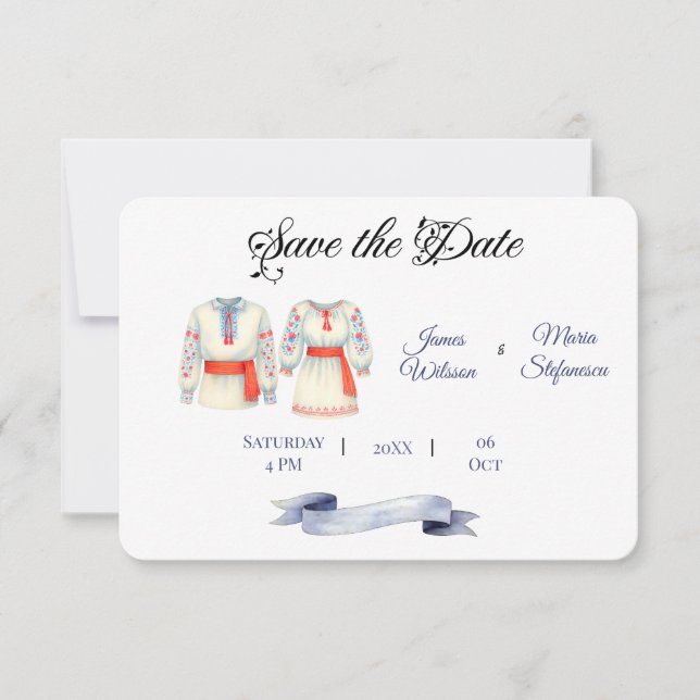 Traditionelle Brauchtumskostüme aus Rustikal Save The Date (Vorderseite)