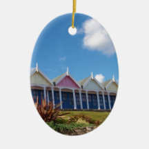 Traditionelle britische Strandhütten