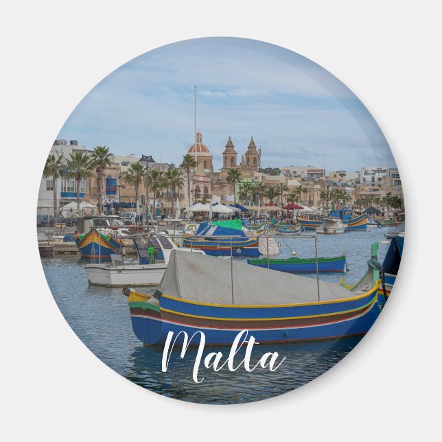 Traditionelle bunte Fischerboote in Malta Magnet (Vorne)