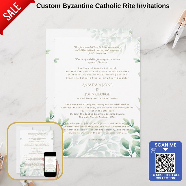 Traditionelle BYZANTINE Crossgrün Hochzeit Einladung (Von Creator hochgeladen)