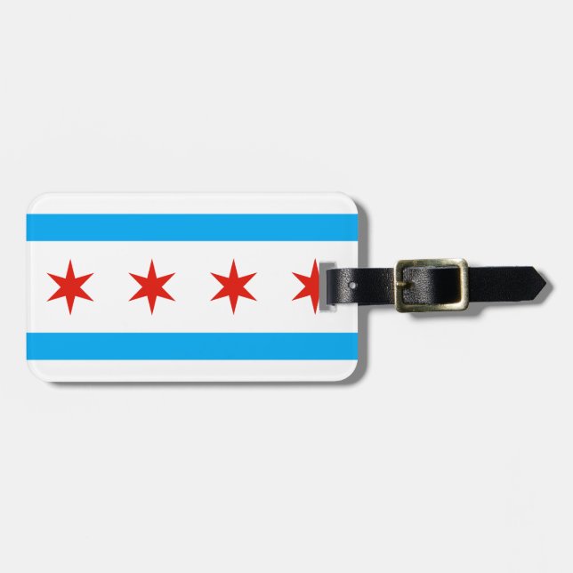 Traditionelle Chicago-Flagge Gepäckanhänger (Vorderseite horizontal)