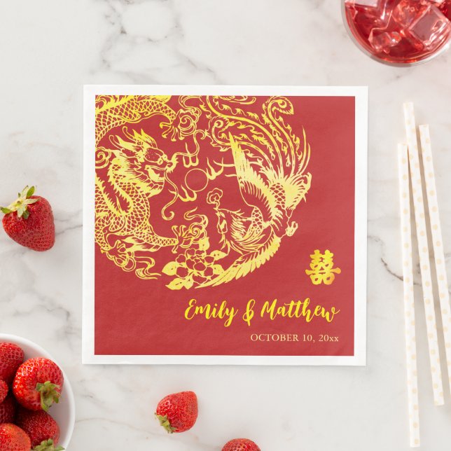 Traditionelle chinesische Dragon Phoenix Logo Hoch Serviette (Beispiel)