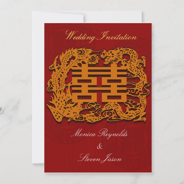 Traditionelle chinesische Hochzeitskarte Einladung (Vorderseite)