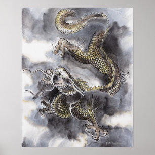 Traditionelle chinesische Malerei, Jahr des Drache Poster