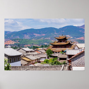 Traditionelle chinesische Ziegeldächer, Dali, Yunn Poster