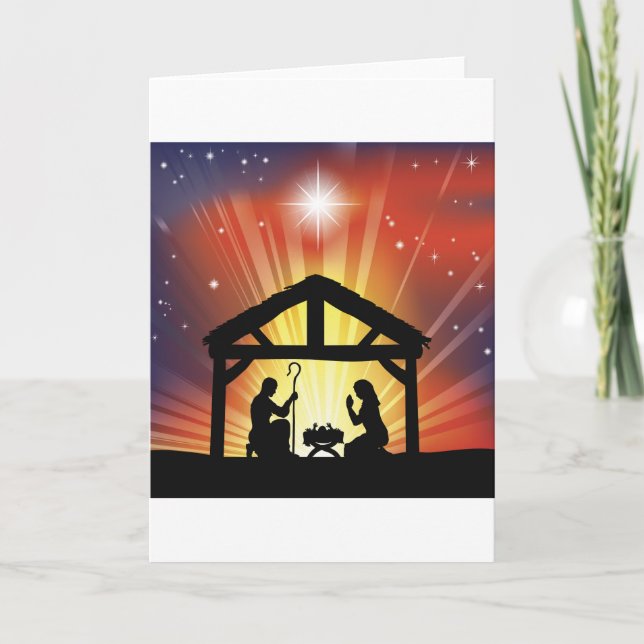 Traditionelle Christliche Weihnachtsszene Feiertagskarte (Vorderseite)