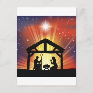 Traditionelle Christliche Weihnachtsszene Feiertagspostkarte