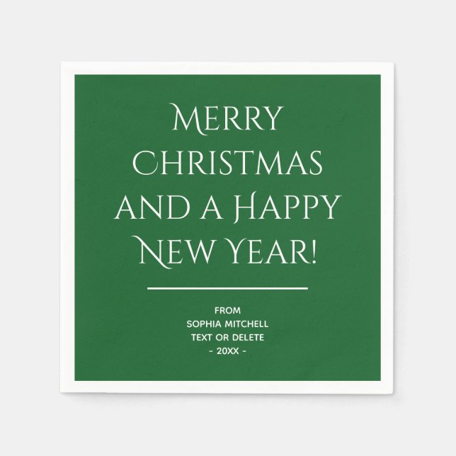 Traditionelle Classic Green Merry Christmas Napkin Serviette (Vorderseite)