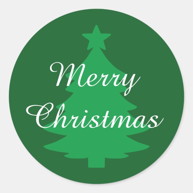 Traditionelle Classic Green Merry Weihnachtskleber Runder Aufkleber (Vorderseite)