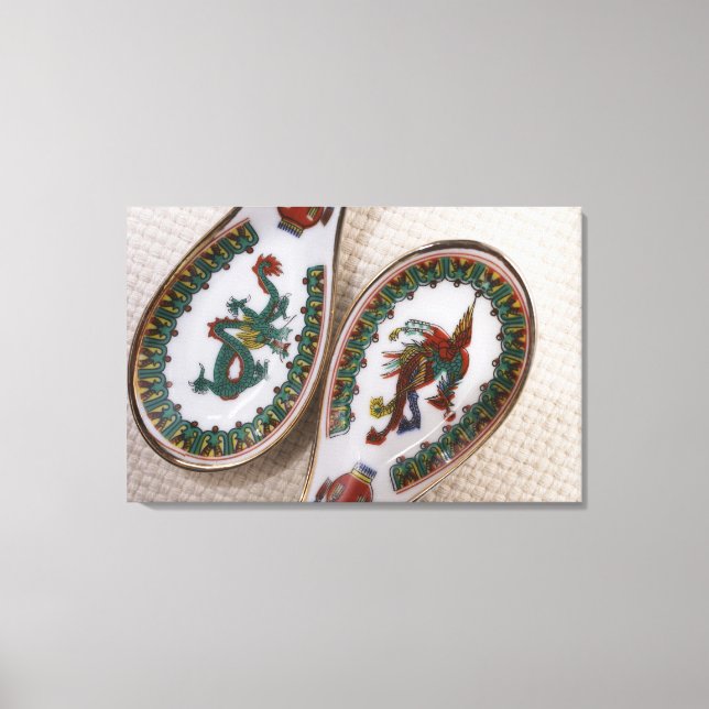 Traditionelle Drachen- und Phönix-Löffel Leinwanddruck (Vorderseite)