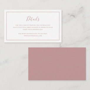 Traditionelle Dusty Rose Rosa Elegante Hochzeit Begleitkarte