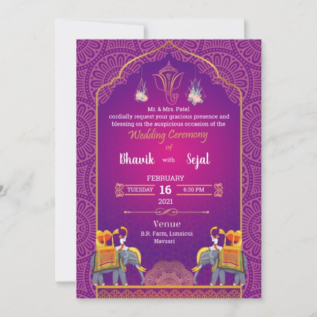 Traditionelle Einladungskarte für Hochzeiten (Vorderseite)