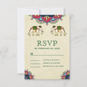 Traditionelle Elefanten, die indische Hochzeit RSVP Karte