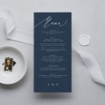 Traditionelle Elegant Navy Blue Calligraphy Menükarte<br><div class="desc">schlankes Menü,  um der Sammlung zu entsprechen *Wenn Sie mehr Papieroptionen wünschen,  kann dieses Design in ein schlankes Programm übertragen *oder für weitere Hilfe kontaktieren Sie mich</div>