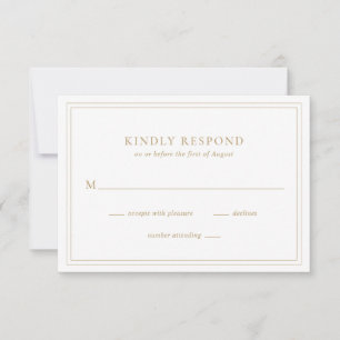 Traditionelle Elegante einfache Goldhochzeit RSVP Karte
