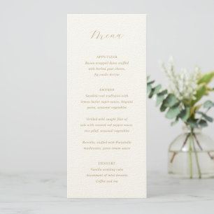Traditionelle elegante Hochzeit mit Elfenbein und Menükarte