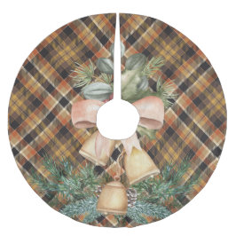 Traditionelle elegante tartan braun mit festlicher polyester weihnachtsbaumdecke