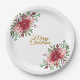 Traditionelle Elegante Weihnachten Poinsettia Pappteller