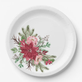 Traditionelle Elegante Weihnachten Poinsettia Pappteller