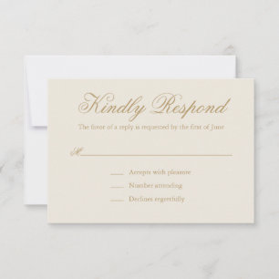 Traditionelle Elfenbeinhochzeit RSVP Karte