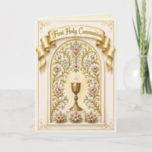 Traditionelle Erstkommunion-Eucharistie Feiertagskarte