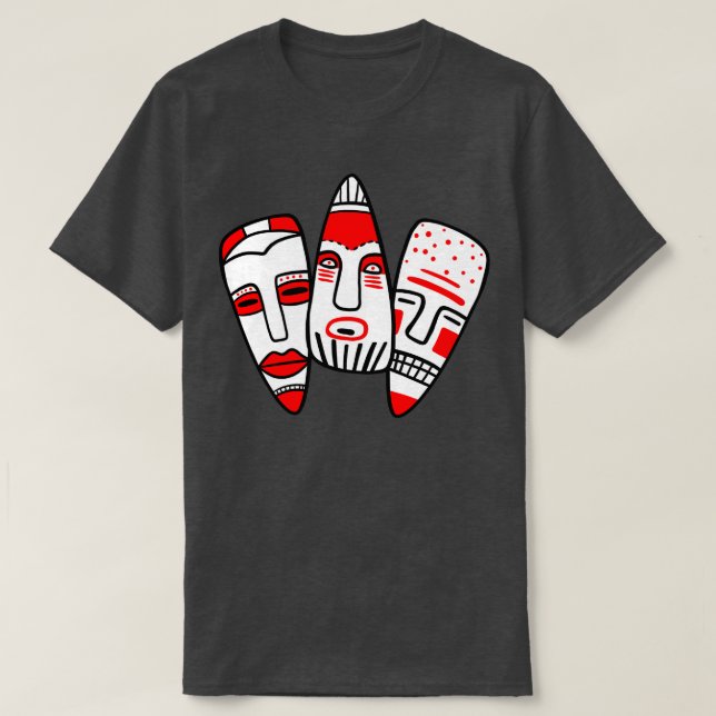 Traditionelle ethnische Masken T-Shirt (Design vorne)