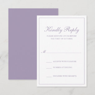 Traditionelle feierliche Hochzeit von Dusty Lila RSVP Karte