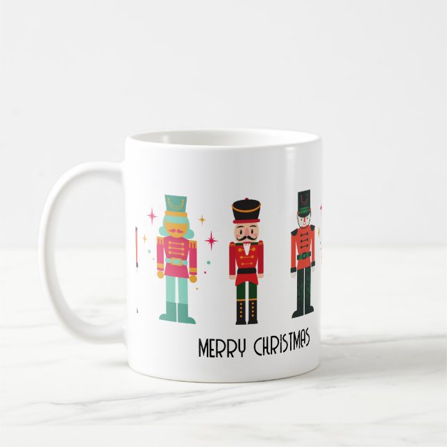 Traditionelle festliche Nutcracker Frohe Weihnacht Kaffeetasse (Links)