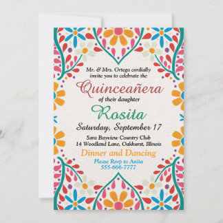 Traditionelle Fiesta Spanische Grenze Quinceanera Einladung