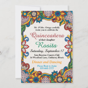 Traditionelle Fiesta Spanische Grenze Quinceanera Einladung