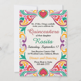 Traditionelle Fiesta Spanische Grenze Quinceanera Einladung
