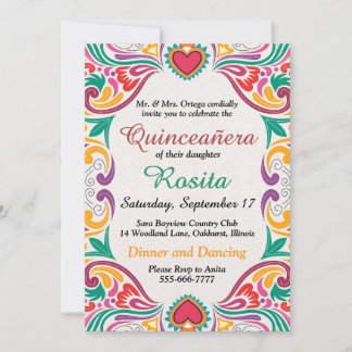 Traditionelle Fiesta Spanische Grenze Quinceanera Einladung