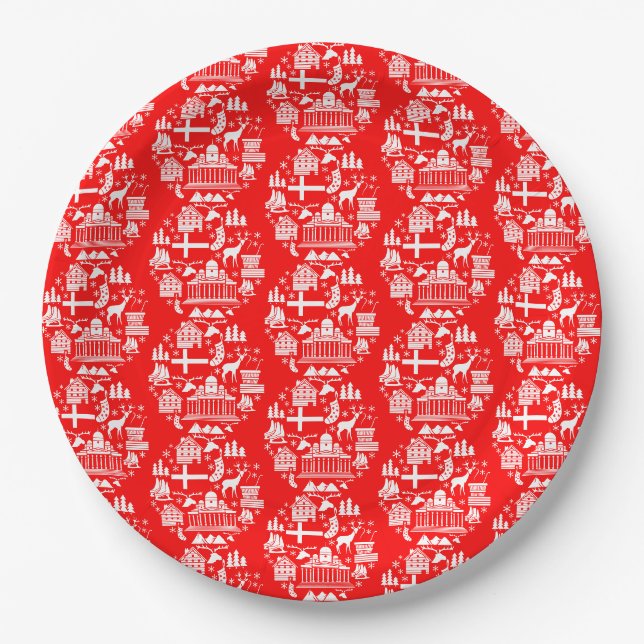 Traditionelle finnische Weihnachtsdekoration Pappteller (Vorderseite)