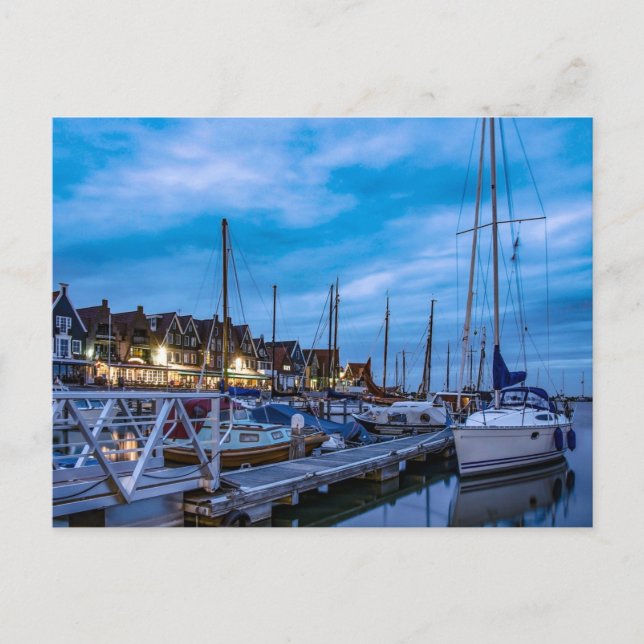 Traditionelle Fischerstadt Nachtszene Postkarte (Vorderseite)