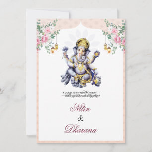 Traditionelle Florale Ganesha Indische Hochzeitska Einladung