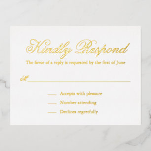 Traditionelle formale Elegant Wedding Foil RSVP Ka Folie Einladungspostkarte