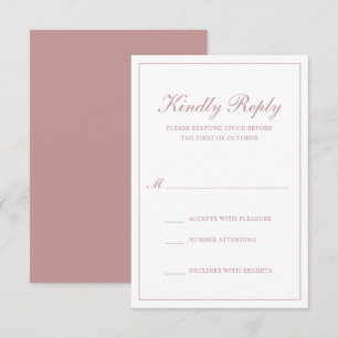 Traditionelle formale, elegante Rose Rosa Hochzeit RSVP Karte