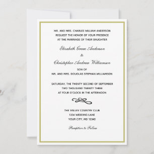 Traditionelle formale Gold Schwarz Hochzeit Invita Einladung