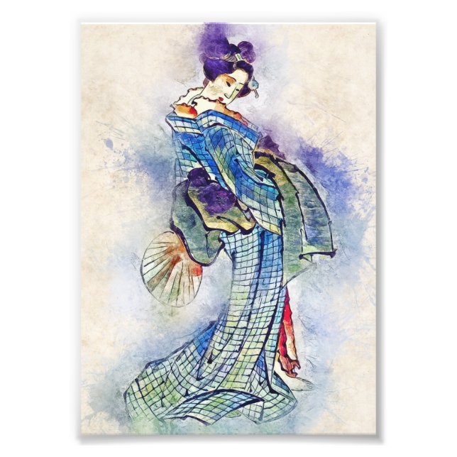Traditionelle Geisha Vintag Hokusai japan art Fotodruck (Vorne)