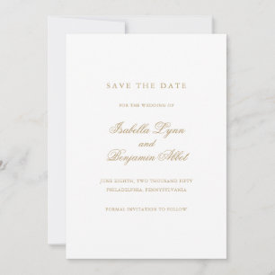 Traditionelle goldene formelle elegante Hochzeit Save The Date