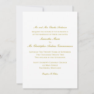 Traditionelle goldene klassische formelle Hochzeit Einladung