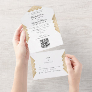 Traditionelle Goldpyramide Geometrischer QR-Code H All In One Einladung