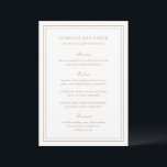 Traditionelle Goldzeitlose Hochzeit Menükarte<br><div class="desc">Elegantes Hochzeitsmenü mit einem einfachen und klassischen Design.</div>