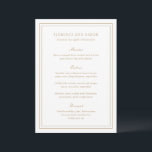 Traditionelle Goldzeitlose Hochzeit Menükarte<br><div class="desc">Elegantes Hochzeitsmenü mit einem einfachen und klassischen Design.</div>