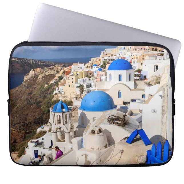 Traditionelle griechische Häuser Laptopschutzhülle (Vorderseite)