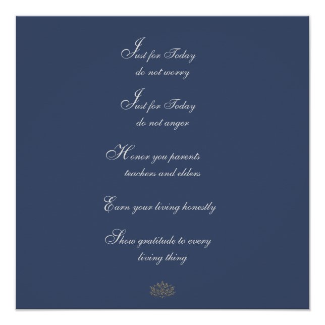 Traditionelle Grundsätze des Reiki Poster (Vorderseite)