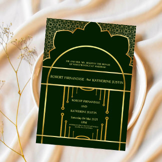 Traditionelle grüne GOLD Mandala indische Hochzeit Einladung