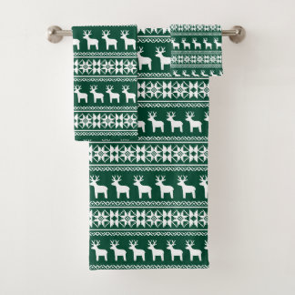 Traditionelle grüne Weihnachtsschneeflocke Badhandtuch Set