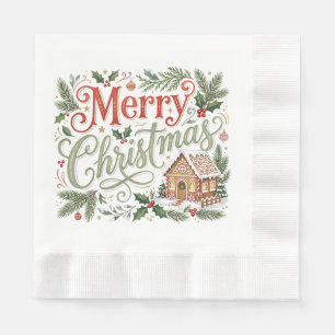 Traditionelle Handlettering-Weihnachtslebkuchen Serviette